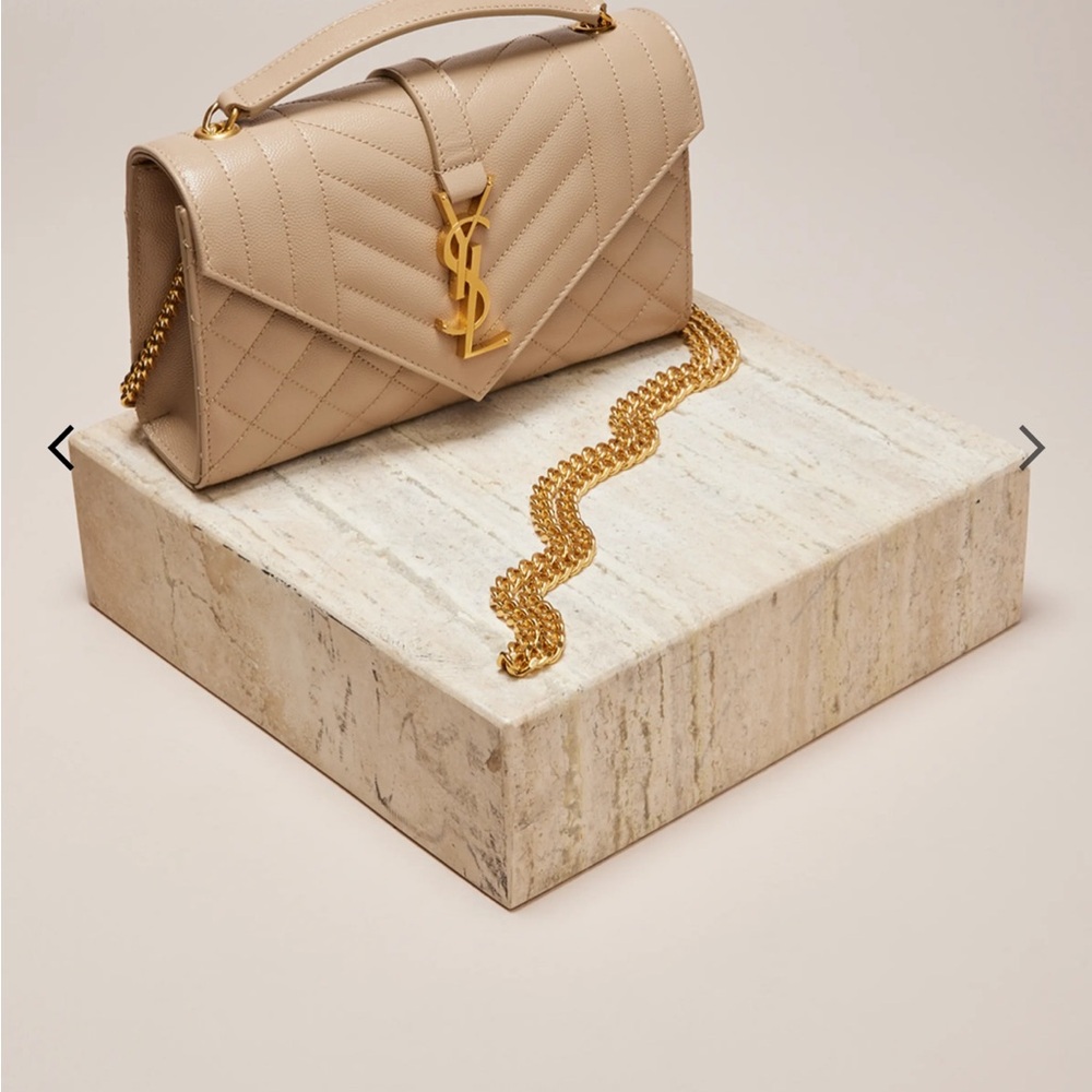 Yves Saint Laurent Beige Quilted Clutch with Gold Accents- Worn twice only!
